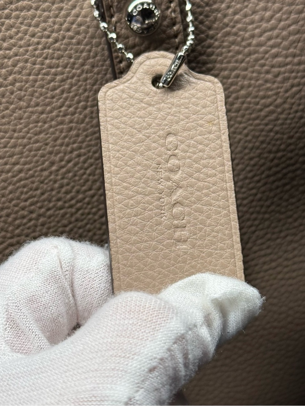 Coach Pebbled Leather Tote in Taupe - Picture 3 of 16